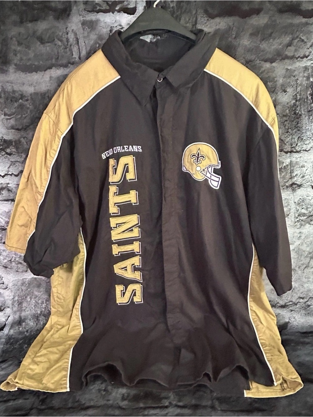 NFL New Orleans Saints Men's XXL Snap Button Collard Shirt All Over Print